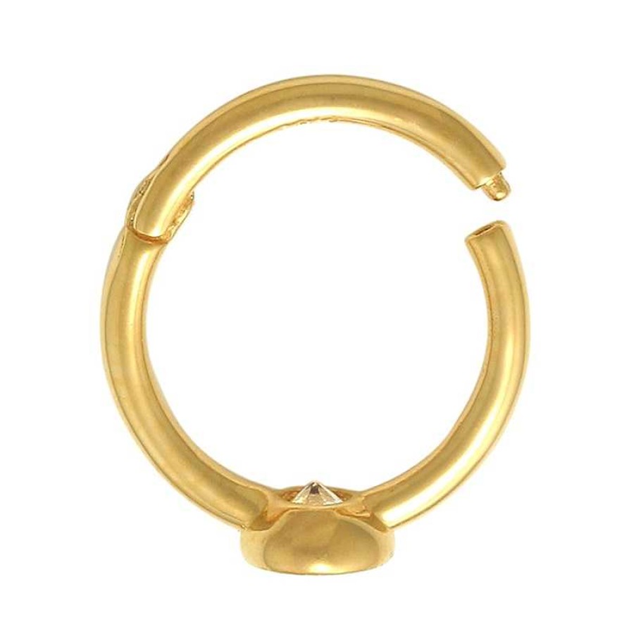 Banter 018 Gauge 8Mm Cubic Zirconia Cartilage Hoop In 10K Gold Nose