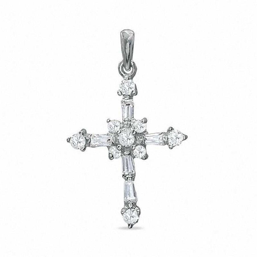 Banter Cubic Zirconia Cross Charm In Sterling Silver Charms