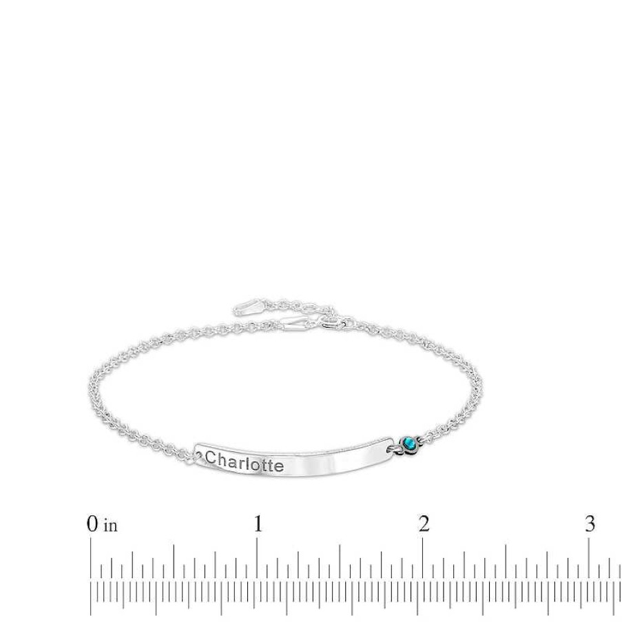 Banter Birthstone Engravable Name Id Bracelet In Sterling Silver - 7.5 In. Bracelets