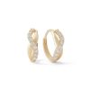 Banter Cubic Zirconia Twisted Huggie Hoop Earrings In 14K Gold Earrings