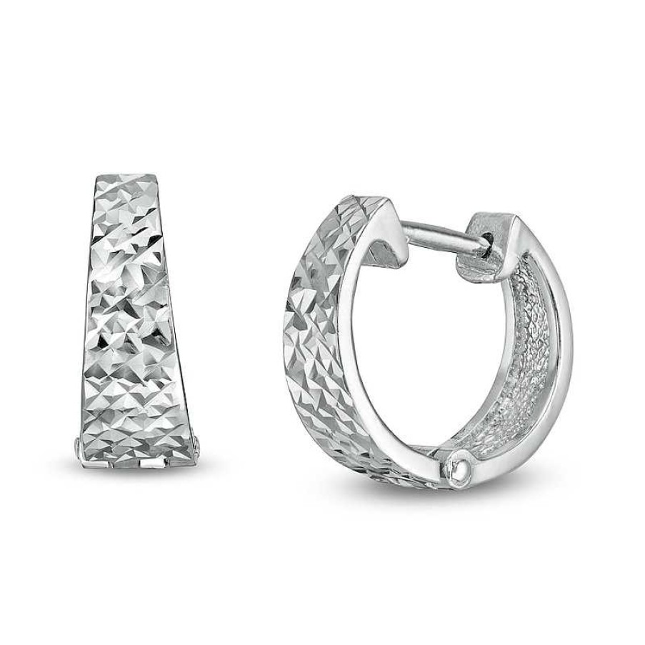 Banter Made In Italy 14Mm Diamond-Cut Pyramid Huggie Hoop Earrings In Sterling Silver Earrings