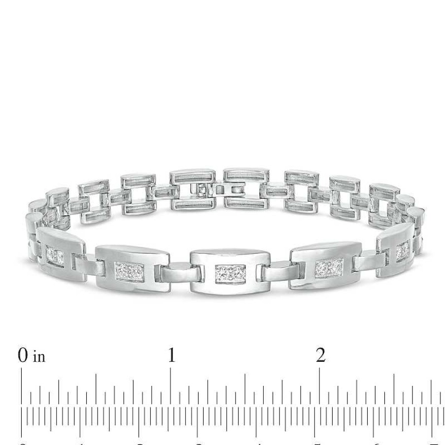 Banter Cubic Zirconia Duos Link Bracelet In Sterling Silver - 8.5" Bracelets