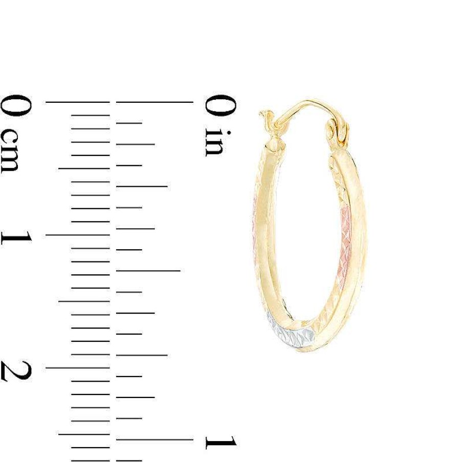 Banter Diamond-Cut Hoop Earrings In 10K Stamp Hollow Tri-Tone Gold Earrings