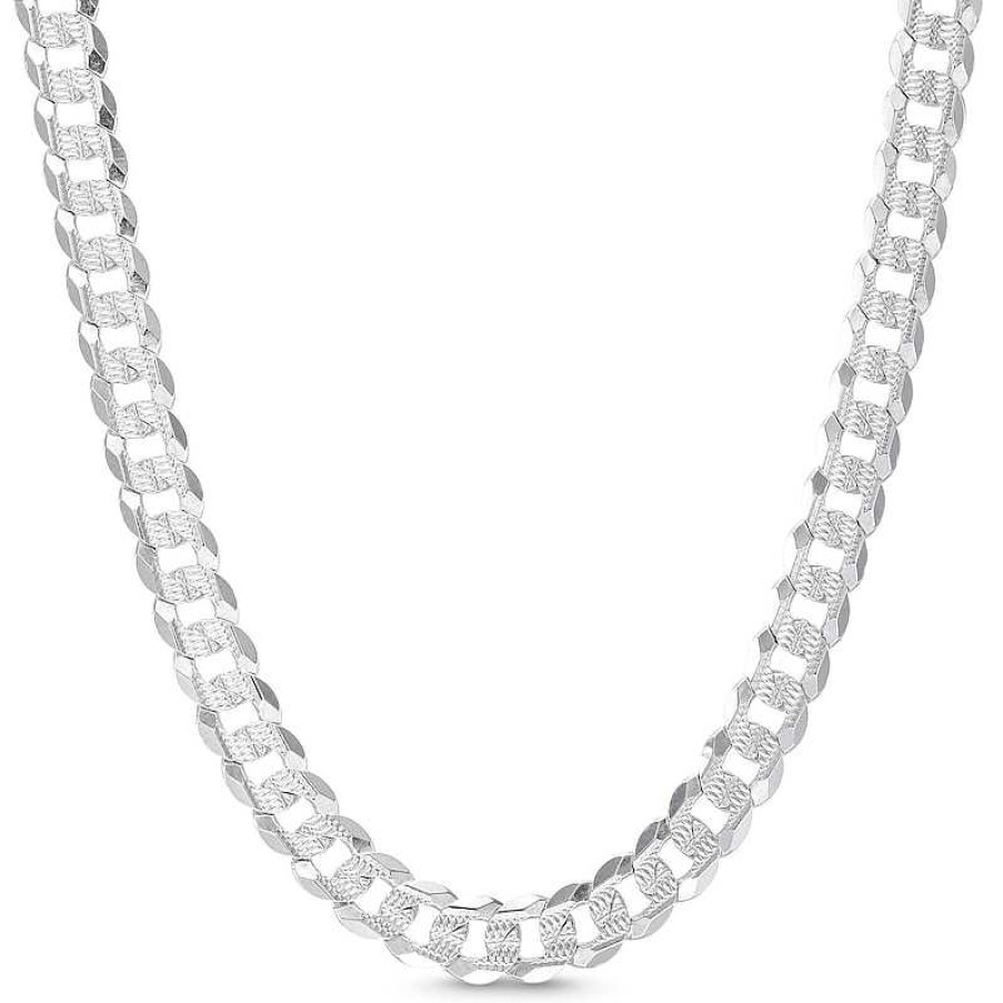 Banter 6.82Mm Diamond-Cut Pav Flat Curb Chain Necklace In Solid Sterling Silver - 18" Necklaces