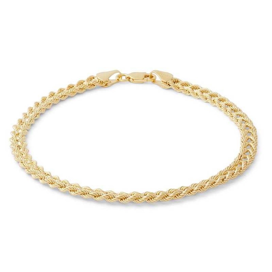 Banter 14K Hollow Gold Double Row Rope Chain Bracelet - 7.5" Bracelets