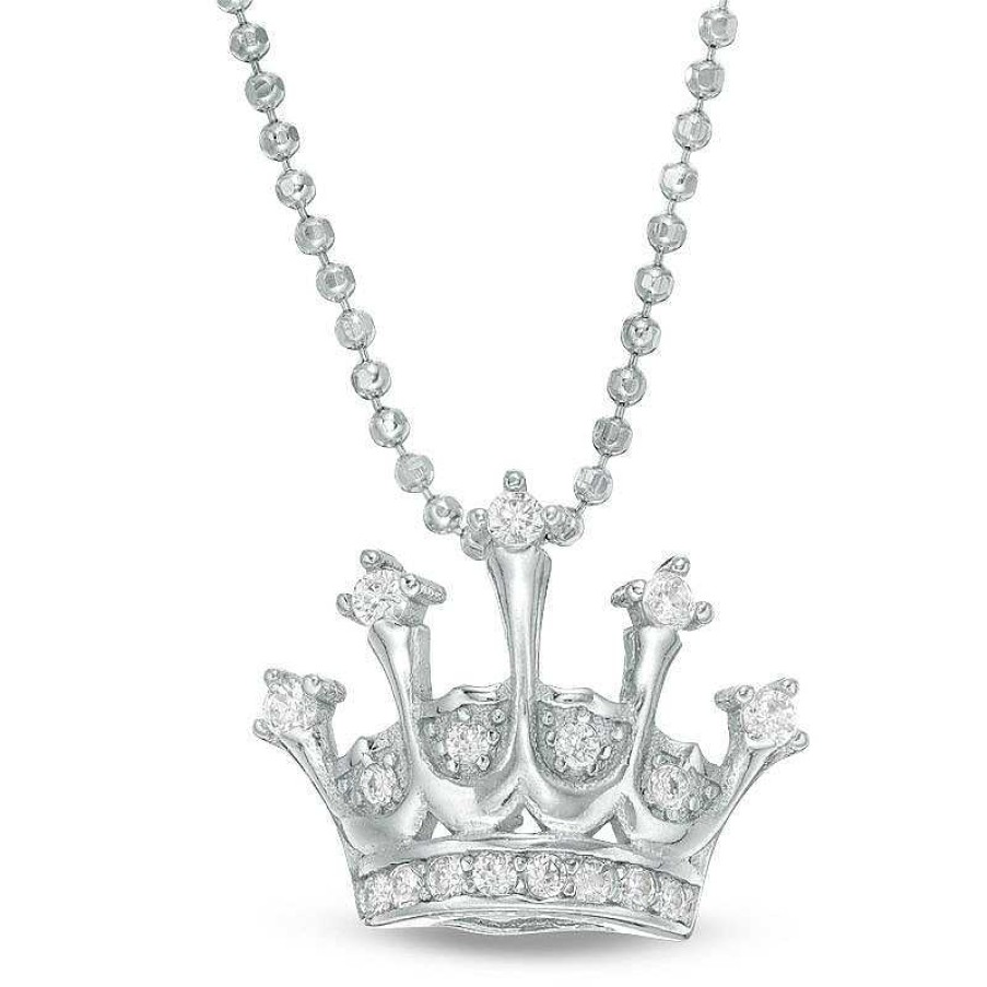 Banter Cubic Zirconia Crown Pendant In Sterling Silver Necklaces