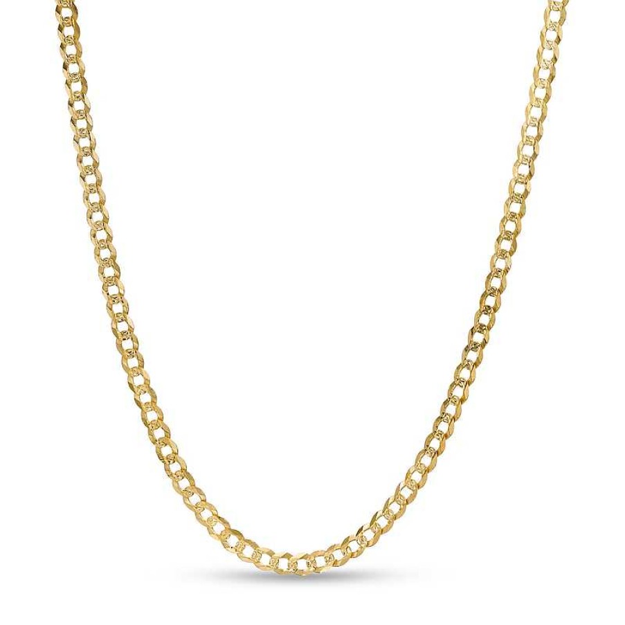 Banter 100 Gauge Diamond-Cut Pav Curb Chain Necklace In 10K Solid Gold - 20" Necklaces