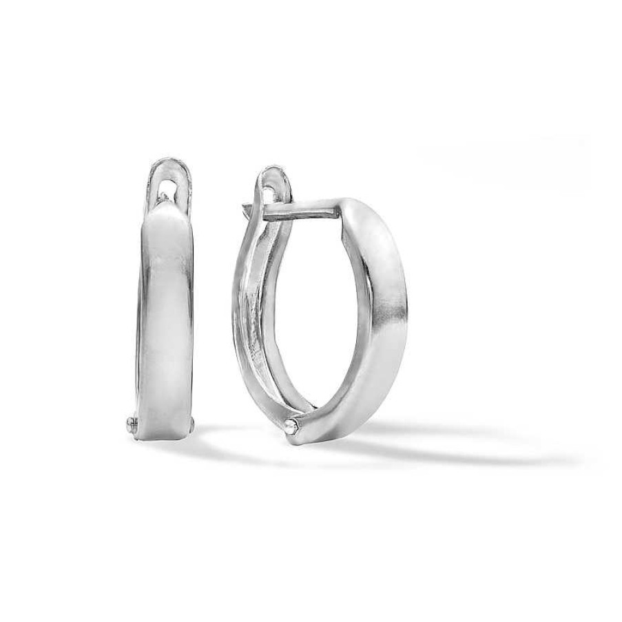 Banter 14K Solid White Gold Snap Hoops Earrings