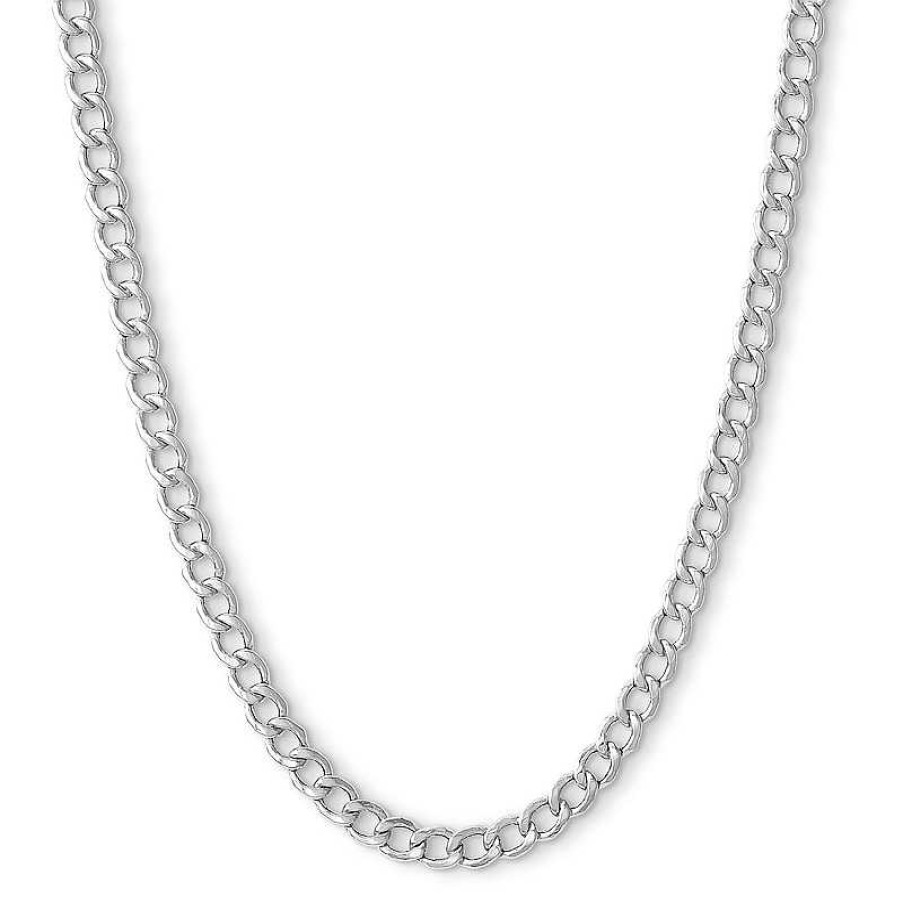 Banter 10K Hollow White Gold Beveled Curb Chain - 24" Necklaces