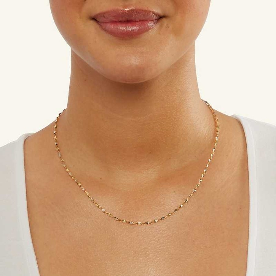 Banter 030 Gauge Dorica Rope Chain Necklace In 10K Solid Two-Tone Gold - 18" Necklaces