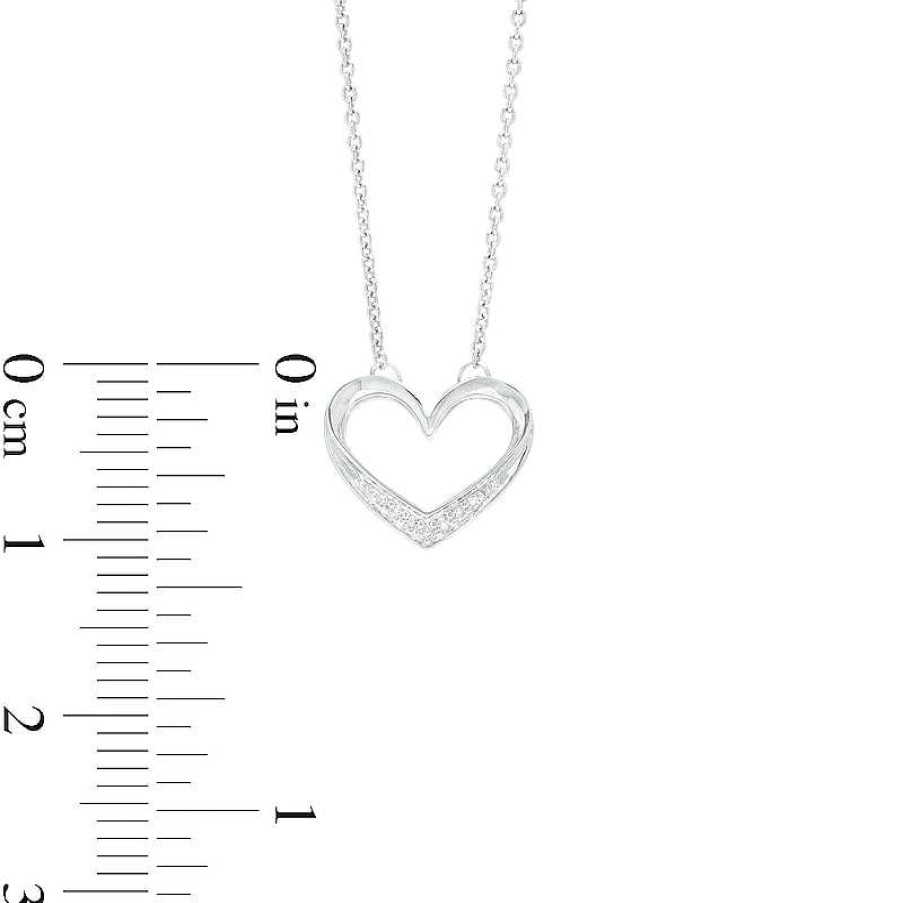 Banter Diamond Accented Heart Outline Necklace In Sterling Silver Necklaces