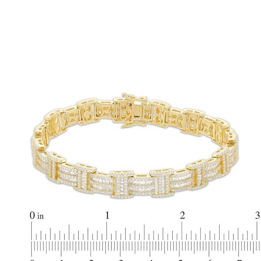 Banter Cubic Zirconia Pav Link Bracelet In Sterling Silver With 14K Gold Plate - 8.5" Bracelets