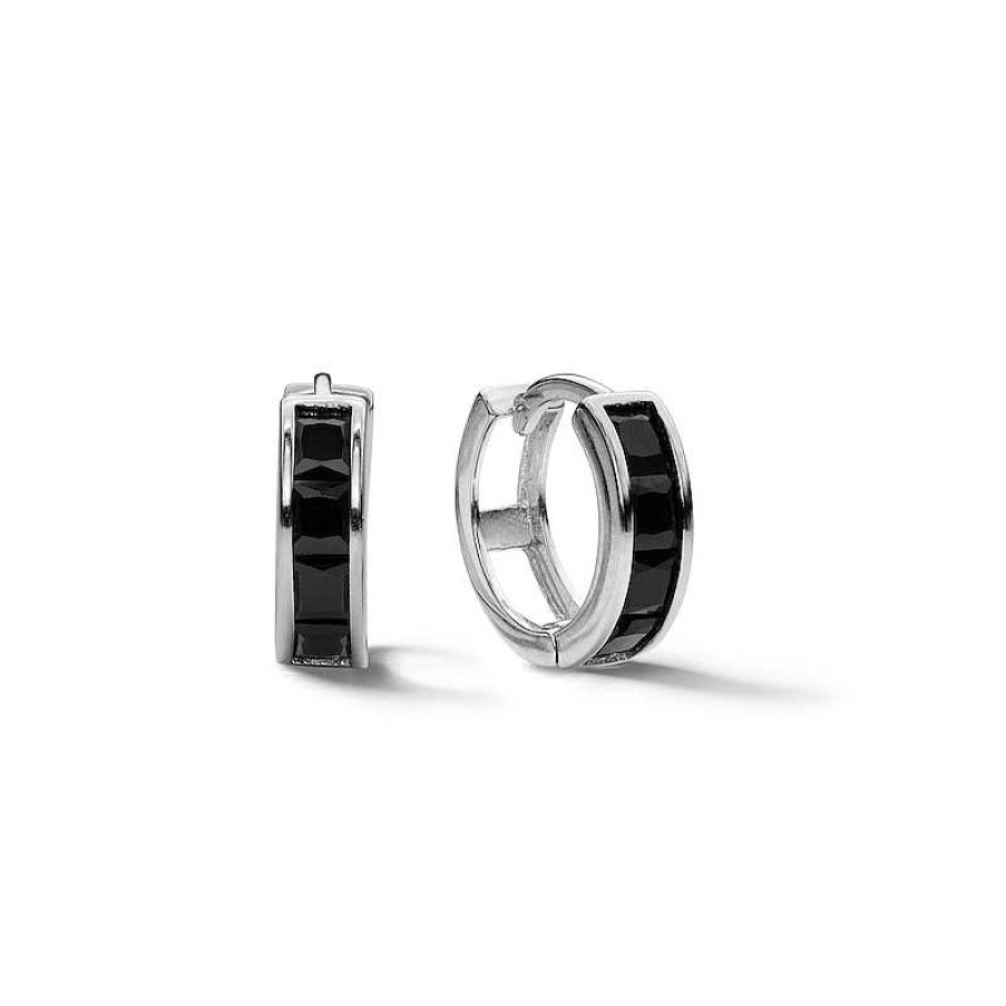 Banter Sterling Silver Black Cz Huggies Earrings