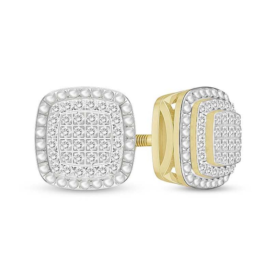 Banter 1/6 Ct. T.W. Diamond Double Halo Stud Earrings In Sterling Silver With 14K Gold Plate Earrings