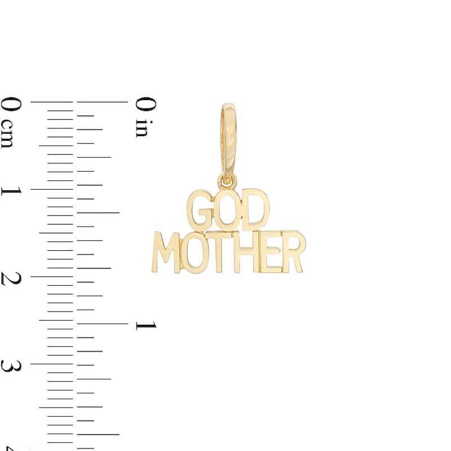 Banter Stacked Uppercase Block "Godmother" Necklace Charm In 10K Solid Gold Charms