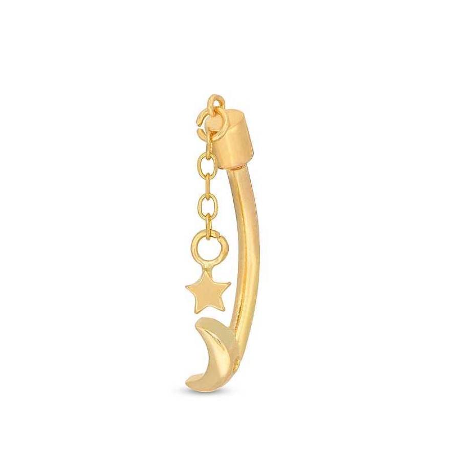 Banter 10K Gold Moon And Star Chain Belly Ring - 14G 7/16" Belly Button