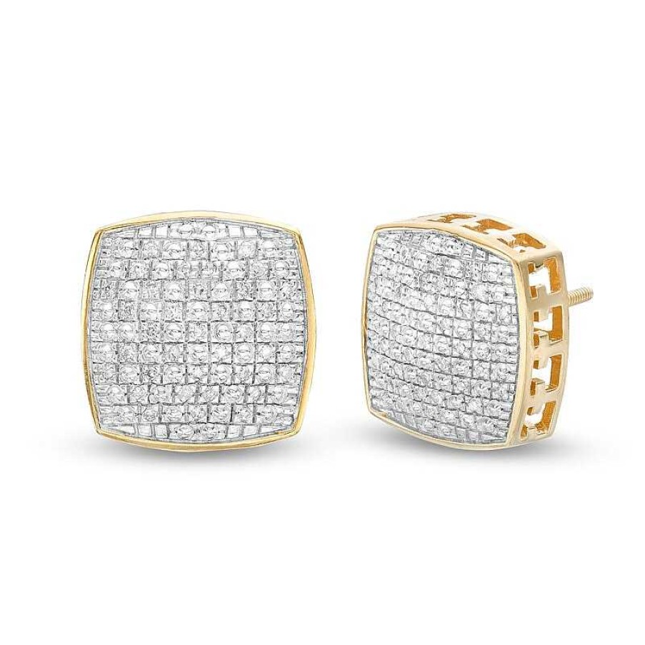 Banter 1/10 Ct. T.W. Diamond Cube Stud Earrings In Sterling Silver With 14K Gold Plate Earrings