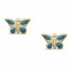 Banter Blue Enamel Butterfly Stud Piercing Earrings In 14K Gold Earrings