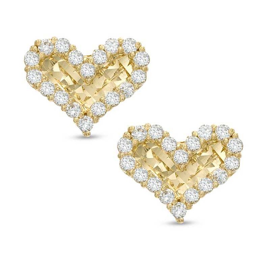 Banter Cubic Zirconia Heart Stud Earrings In Sterling Silver With 14K Gold Plate Earrings