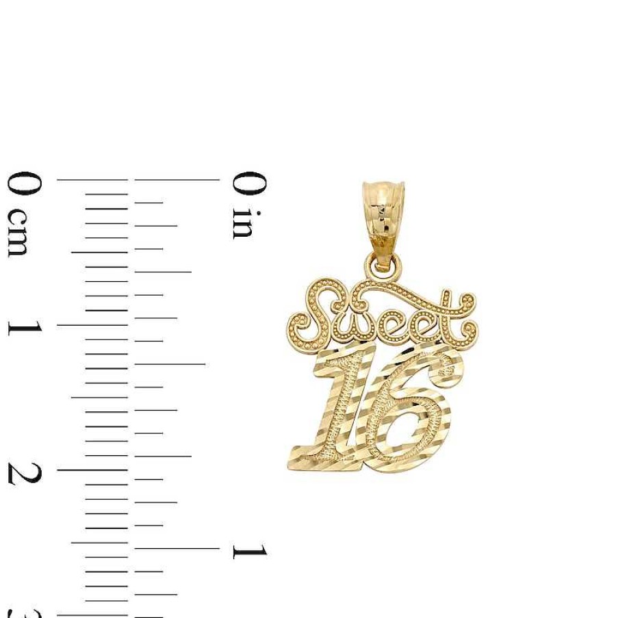 Banter 10K Solid Gold Sweet 16 Necklace Charm Charms