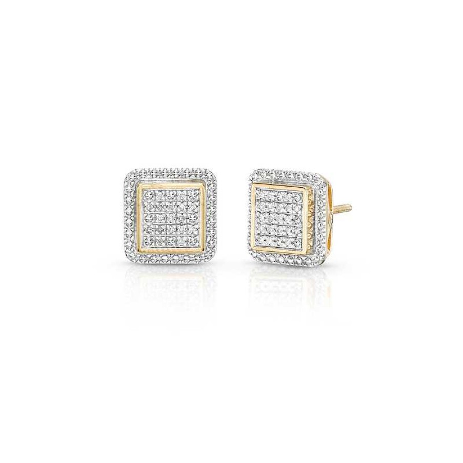 Banter 1/20 Ct. T.W. Diamond Square Earrings In Sterling Silver With 14K Gold Plate Earrings