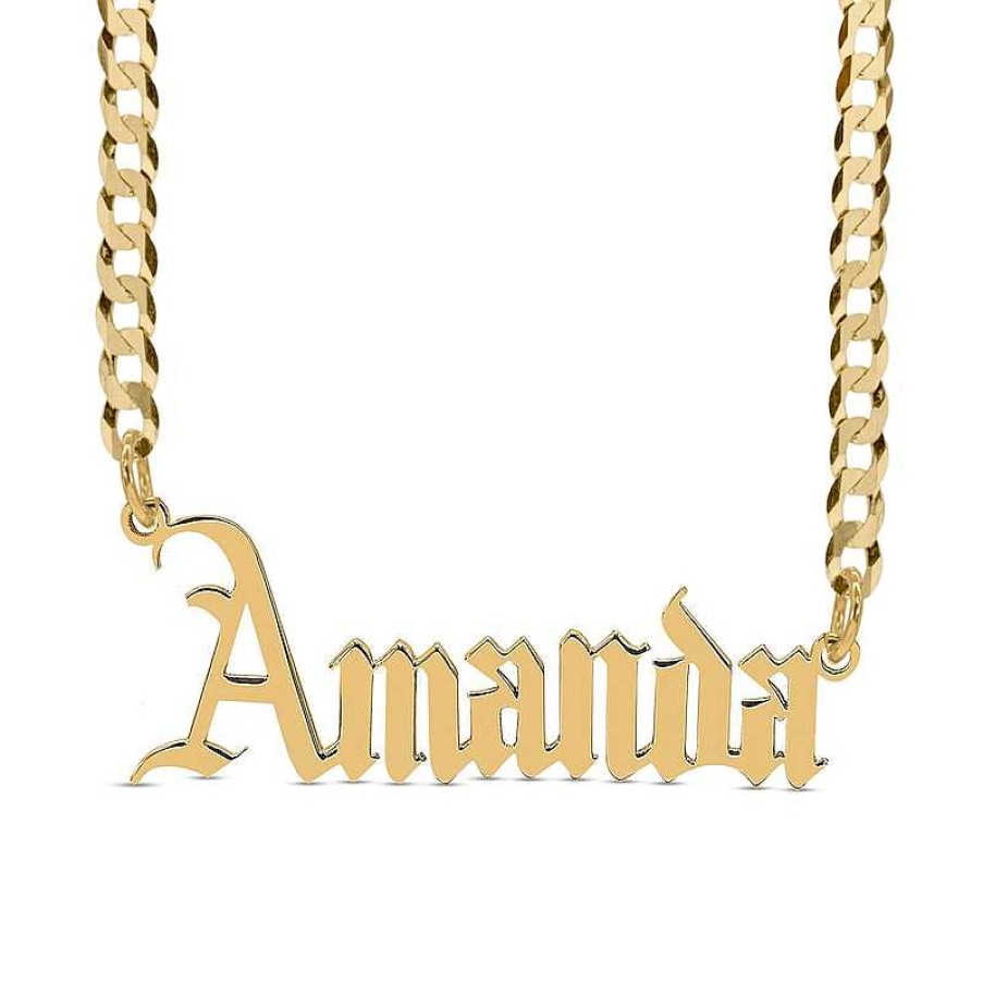 Banter Gothic Nameplate Curb Chain Necklace In Sterling Silver With 14K Gold Plate - 18" Necklaces