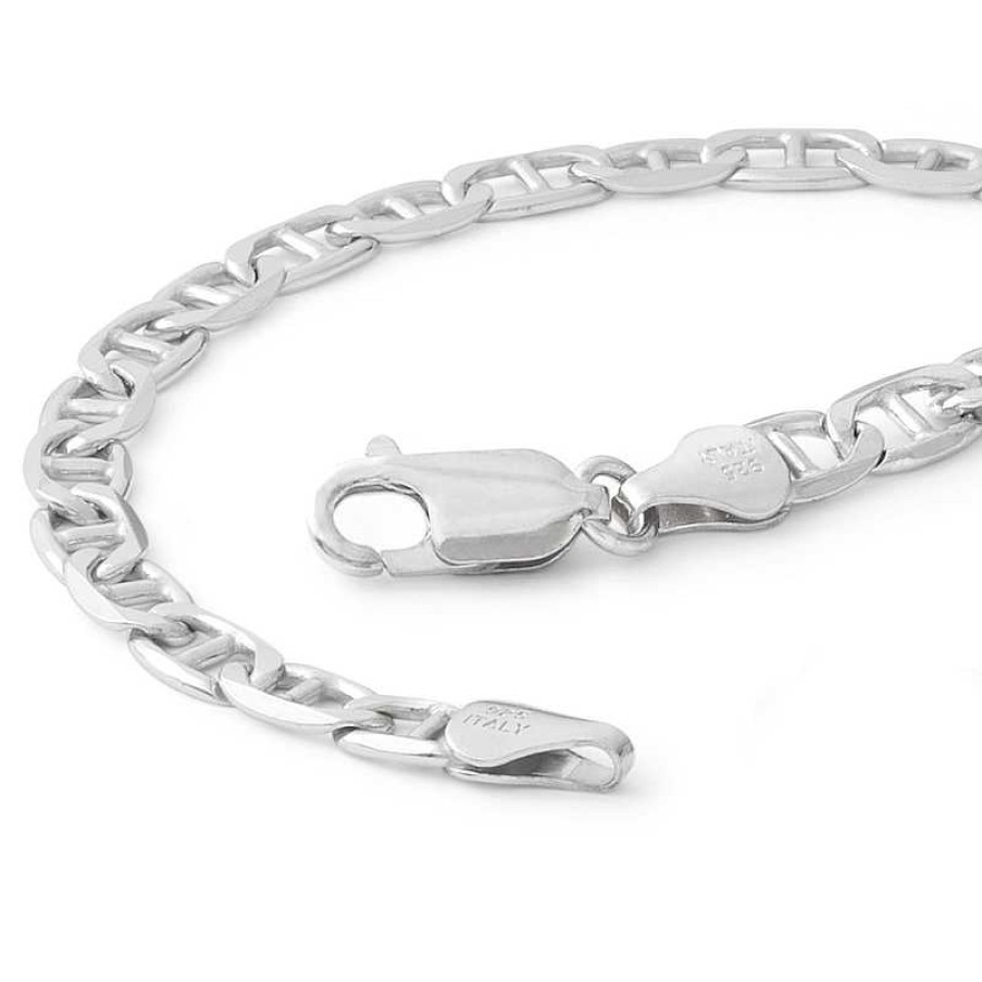 Banter Made In Italy 120 Gauge Flat Mariner Link Chain Bracelet In Solid Sterling Silver - 8" Bracelets