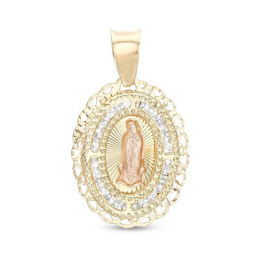 Banter Cubic Zirconia Our Lady Of Guadalupe Oval Medallion Necklace Charm In 10K Semi-Solid Two-Tone Gold Charms