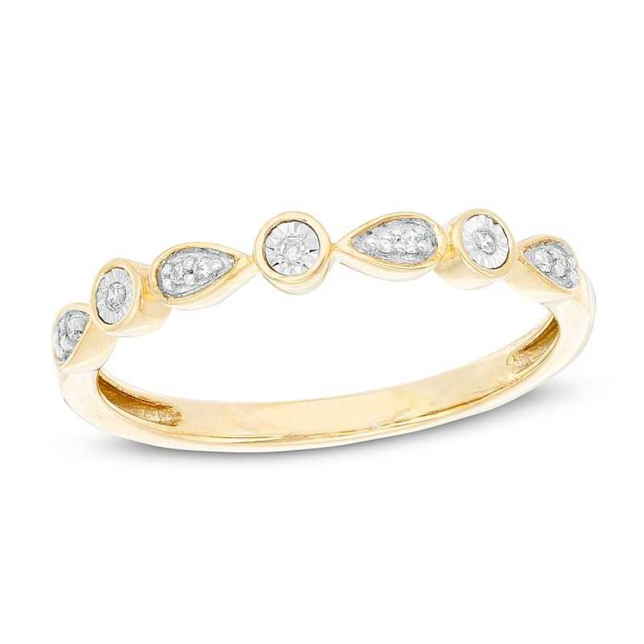 Banter Diamond Accent Round And Teardrop Alternating Anniversary Band In 10K Gold Rings