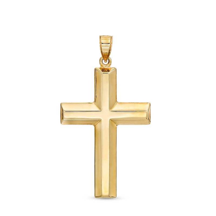 Banter 36 X 23Mm Three-Dimensional Cross Necklace Charm In 10K Stamp Hollow Gold Charms