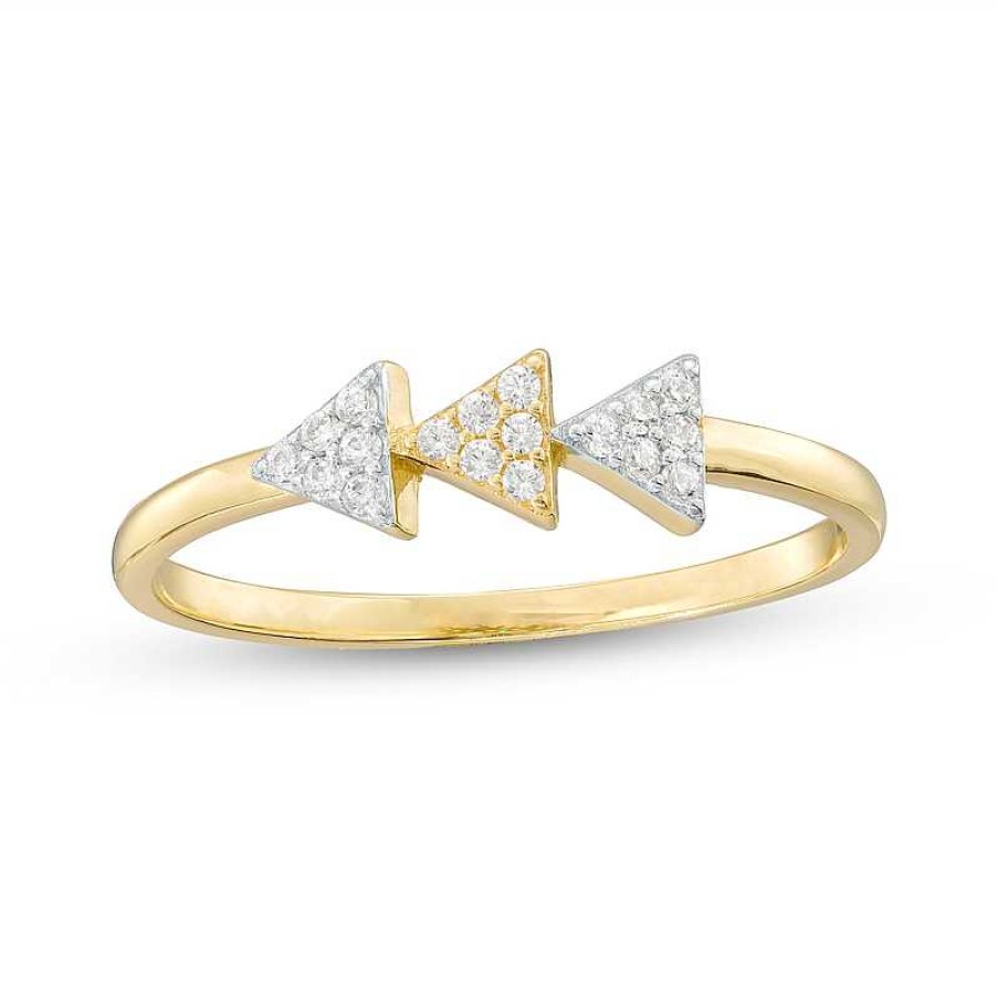 Banter Cubic Zirconia Triangle Trio Ring In 10K Gold - Size 7 Rings