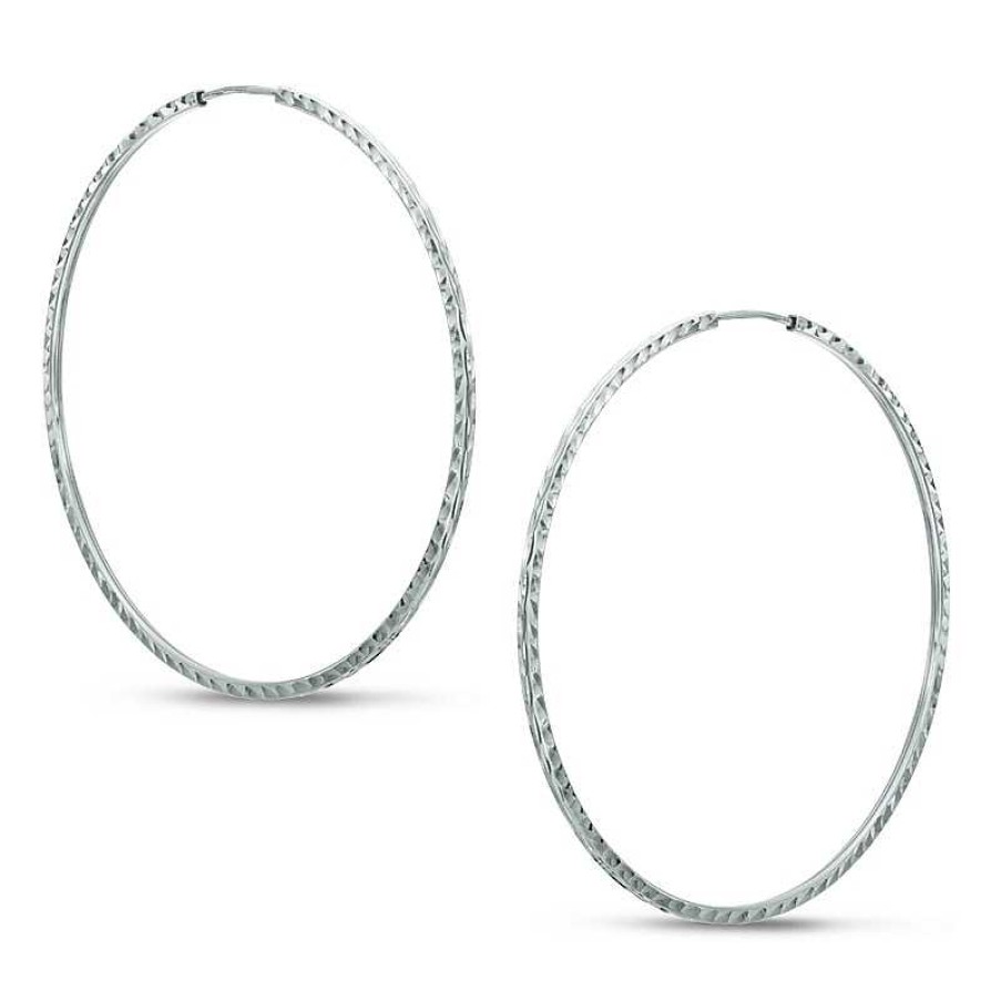 Banter Sterling Silver Diamond-Cut Hoops Earrings