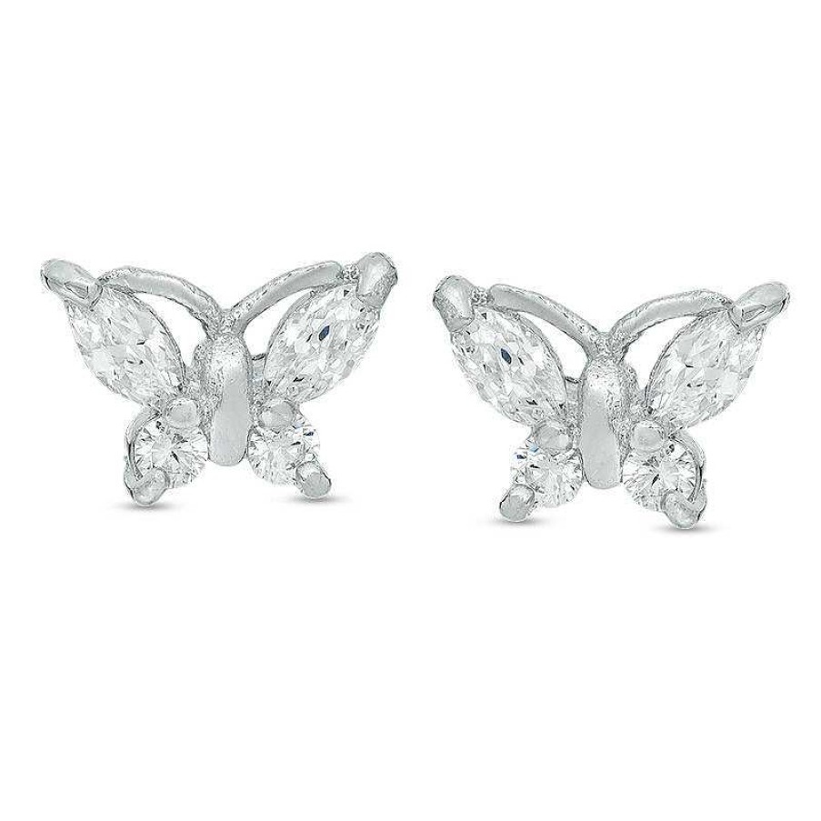 Banter Child'S Marquise Cubic Zirconia Butterfly Stud Earrings In Sterling Silver Earrings