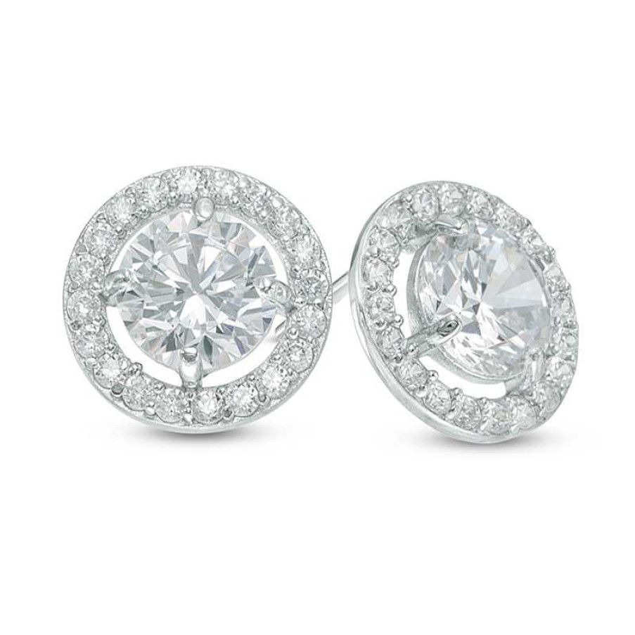 Banter 6Mm Cubic Zirconia Frame Stud Earrings In 14K White Gold Earrings