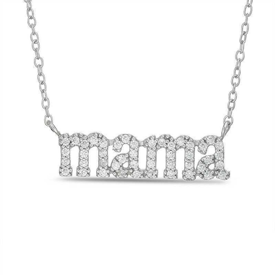 Banter Cubic Zirconia "Mama" Necklace In Solid Sterling Silver - 19" Necklaces