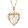 Banter Child'S Heart-Shaped Mother-Of-Pearl With Cross Locket Pendant In 14K Gold Fill - 15" Necklaces