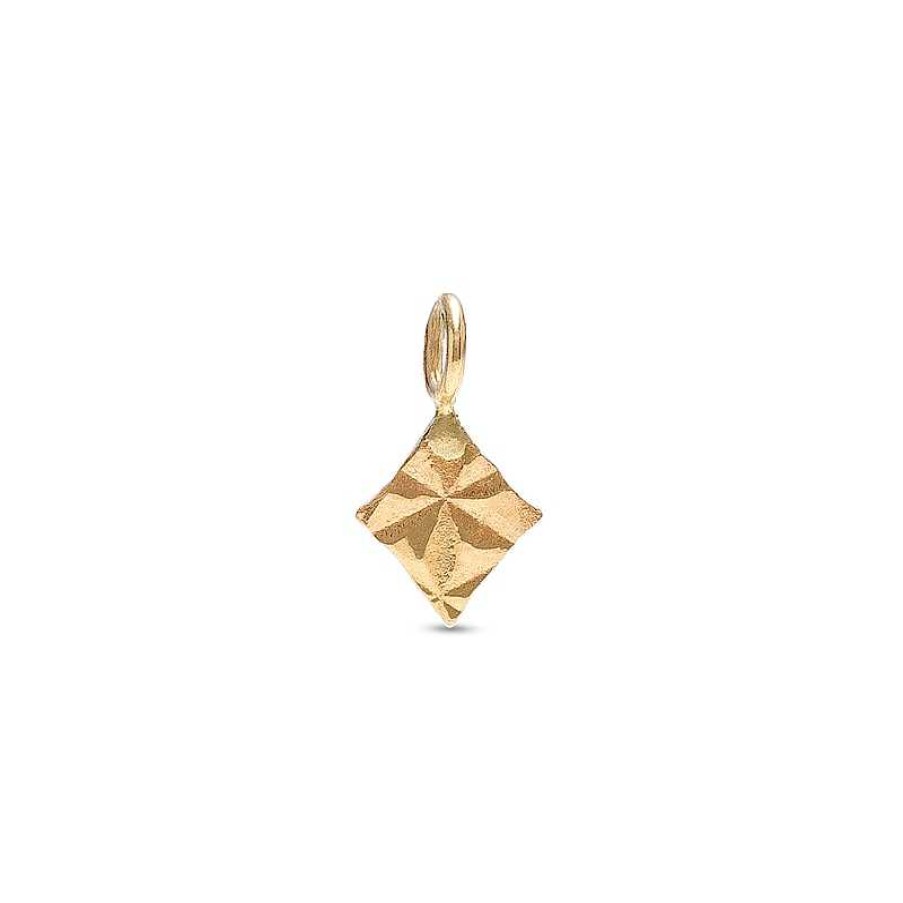 Banter Diamond-Cut Rhombus Mini Hoop Charm In 10K Solid Gold Earrings