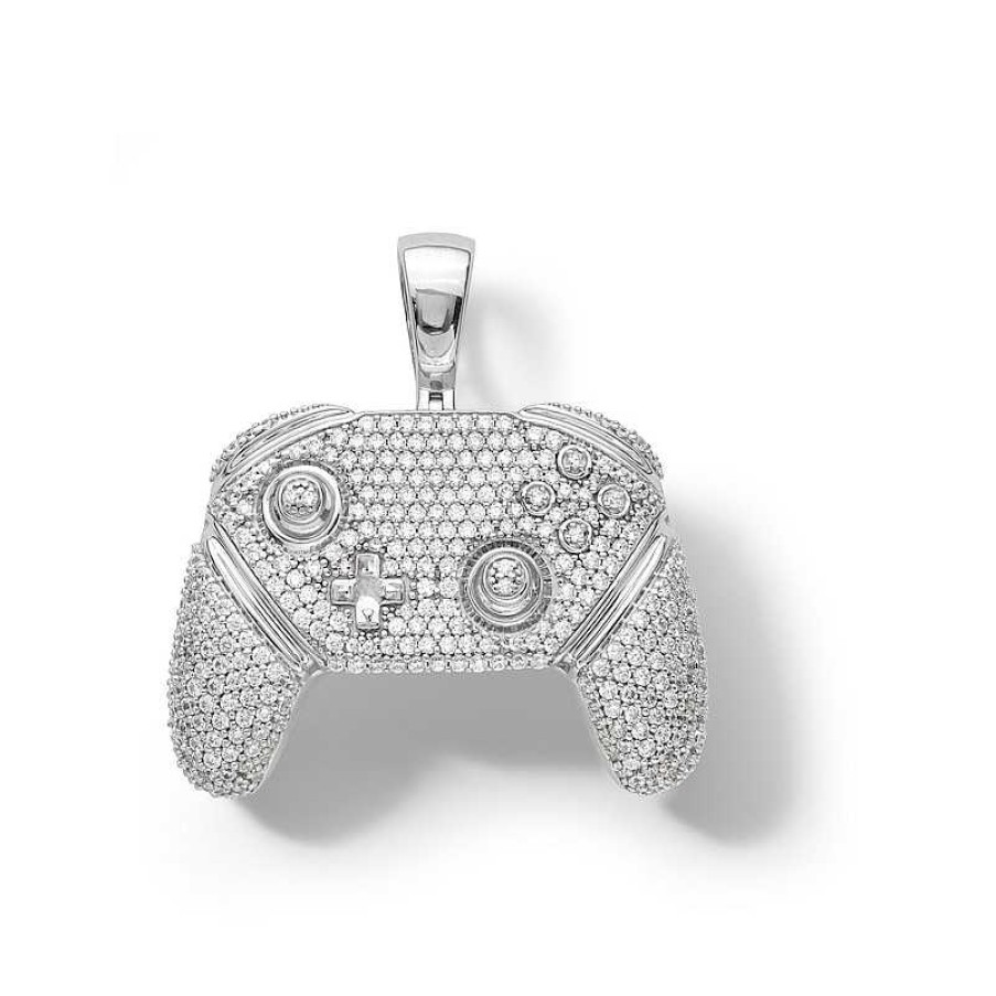 Banter Sterling Silver Cz Game Controller Necklace Charm Charms