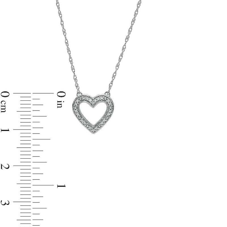 Banter 1/20 Ct. T.W. Diamond Heart Outline Necklace In Sterling Silver Necklaces