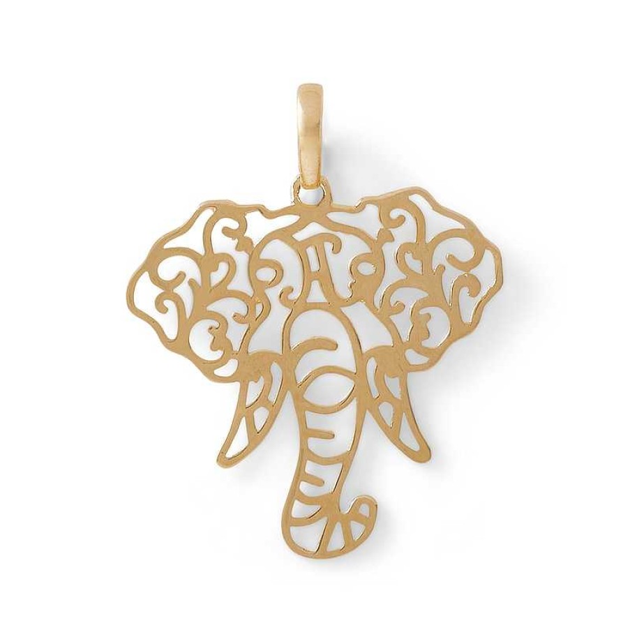 Banter Filigree Elephant Necklace Charm In 10K Semi-Solid Gold Charms