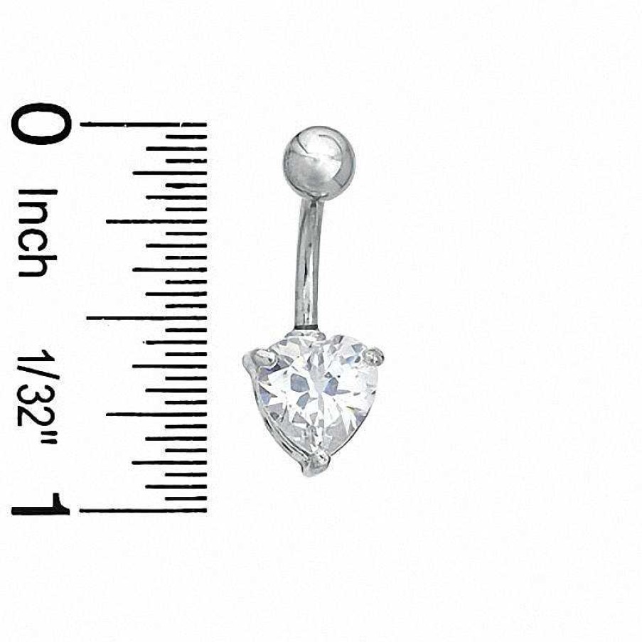 Banter Stainless Steel Cz Heart Belly Button Ring - 14G 3/8" Belly Button