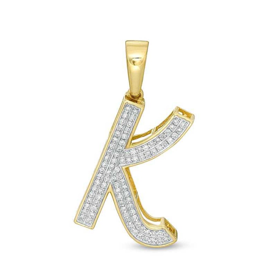 Banter 1/6 Ct. T.W. Diamond "K" Initial Necklace Charm In 10K Gold Charms