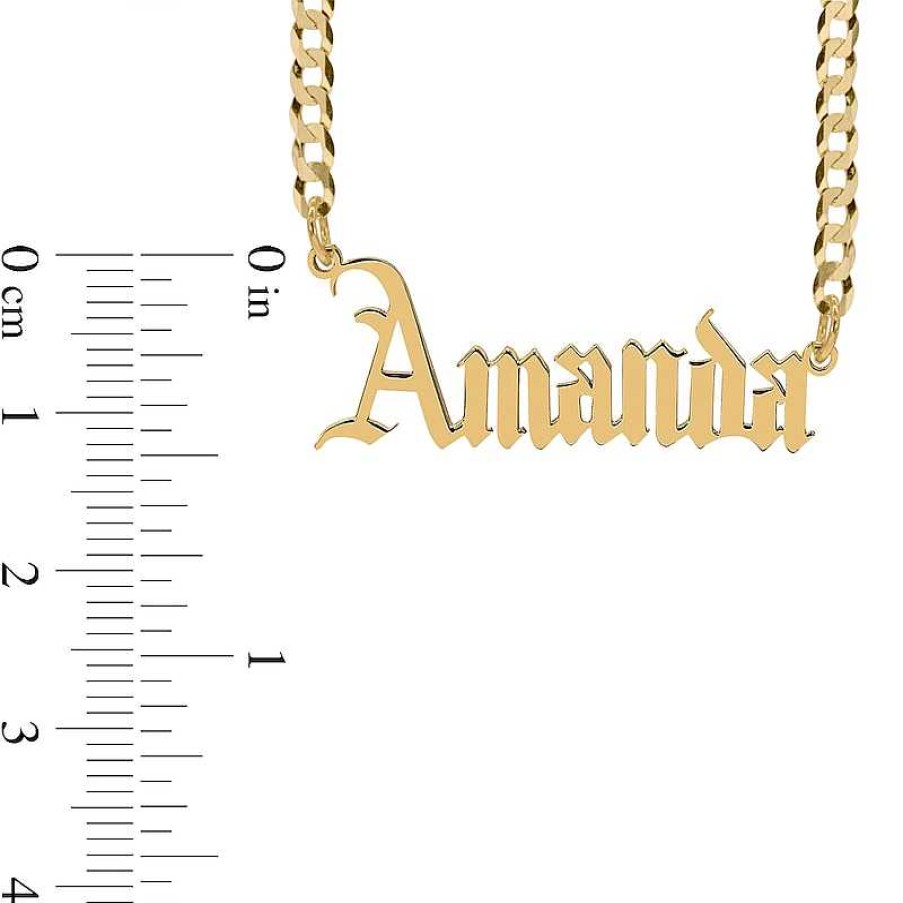 Banter Gothic Nameplate Curb Chain Necklace In Sterling Silver With 14K Gold Plate - 18" Necklaces