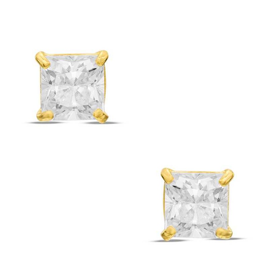 Banter 4Mm Princess-Cut Cubic Zirconia Stud Earrings In 14K Gold Earrings