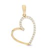 Banter Cubic Zirconia Tilted Heart Necklace Charm In 10K Solid Gold Charms