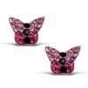 Banter Child'S Pink And Black Crystal Butterfly Stud Earrings In Sterling Silver Earrings