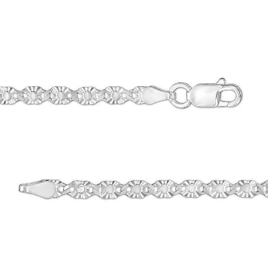 Banter Sterling Silver Diamond-Cut Valentino Chain Anklet Made In Italy Ankle