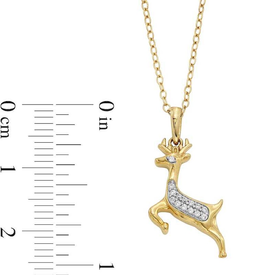 Banter 14K Gold Plated 1/20 Ct. T.W. Diamond Reindeer Necklace Necklaces