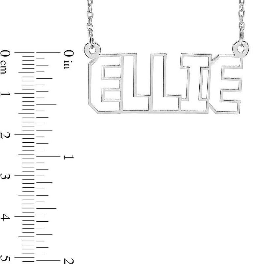 Banter Outlined Name Cable Chain Necklace In Sterling Silver - 18" Necklaces