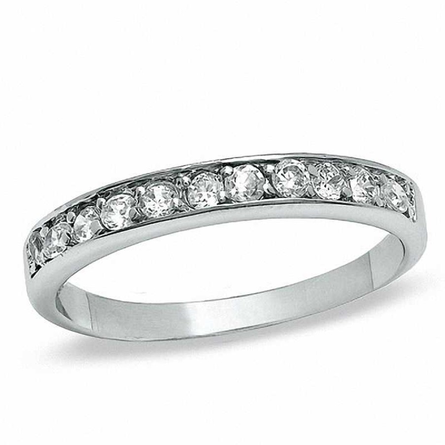 Banter Cubic Zirconia Pav Wedding Band In Sterling Silver Rings